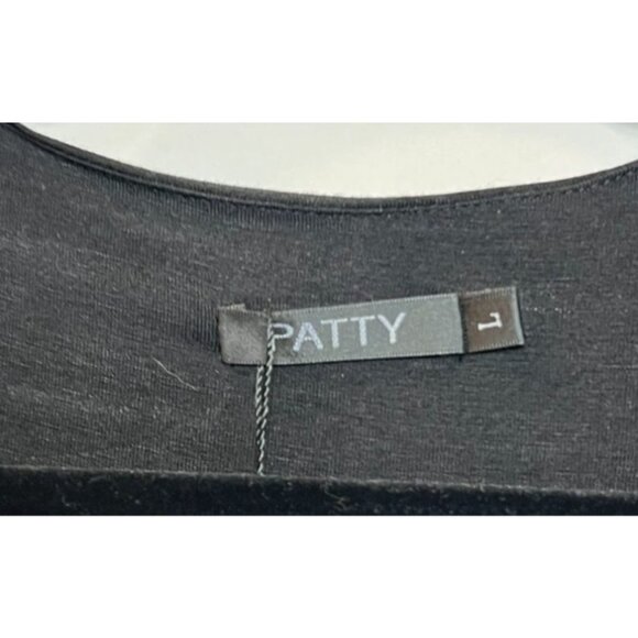 Patty Black Deep V-Neck Ruched Waist Sweater 3/4 Sleeves Rayon/Spandex Large NWT - Picture 6 of 7